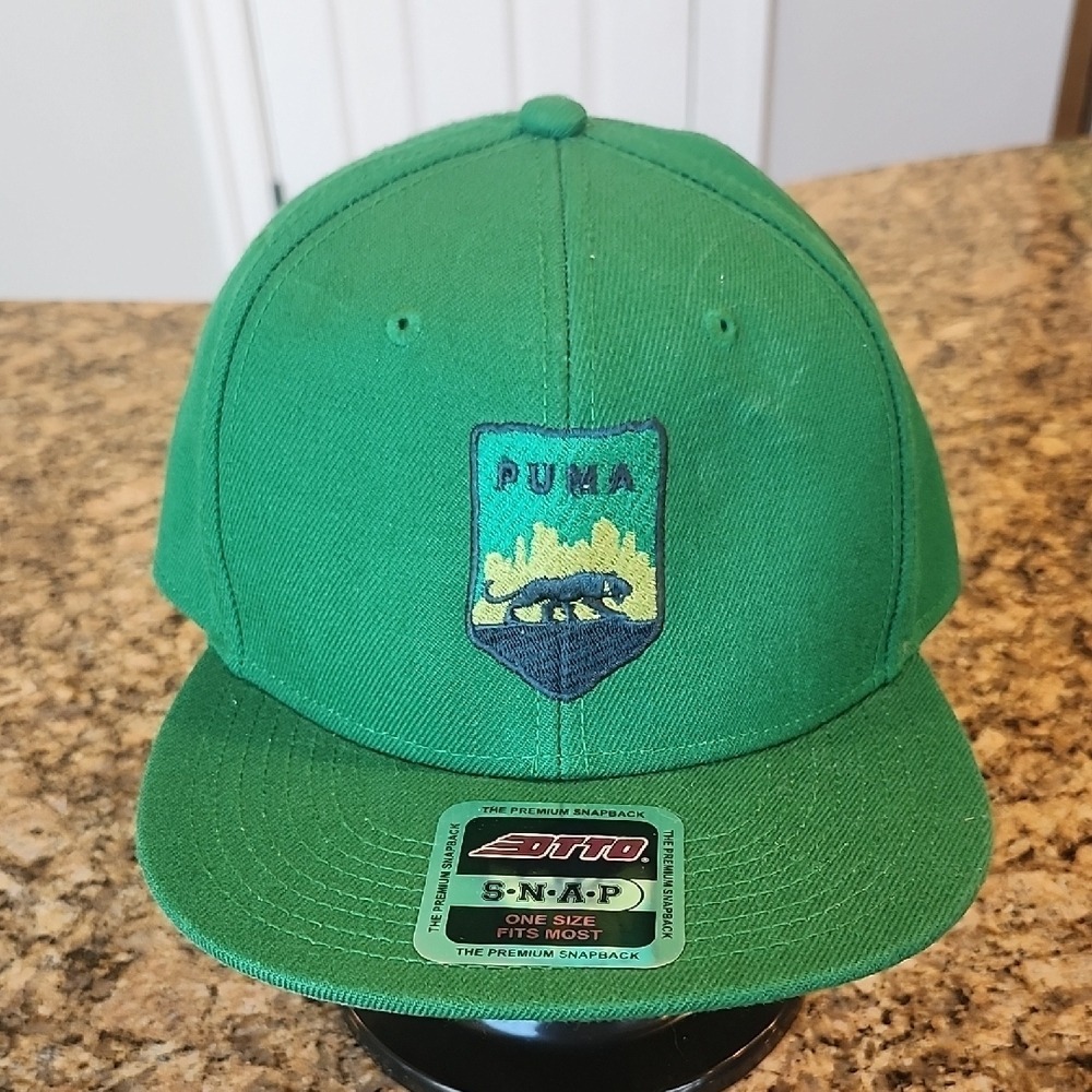 Puma Green Snapback Hat Flat Brim Structured great for St. Patty's